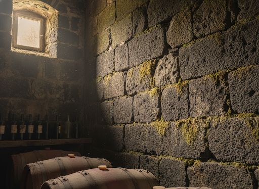 Stone wall of wine cellar
